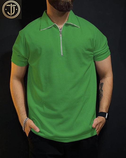 Texture Zipped Polo