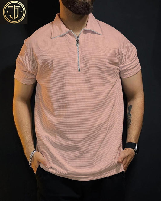 Texture Zipped Polo