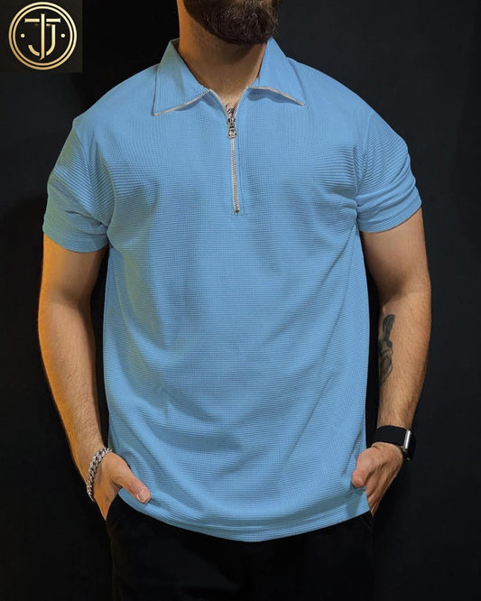 Texture Zipped Polo